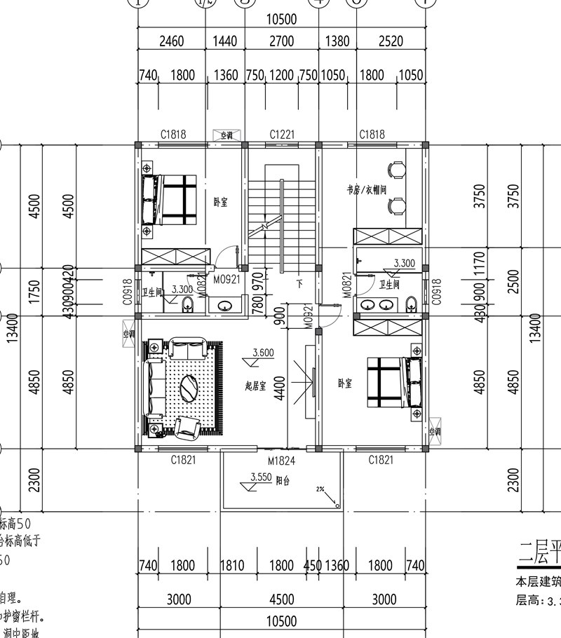 农村120平两层现代别墅设计平面图