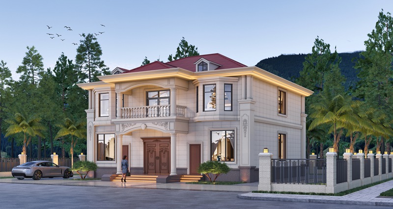 开间13.3米进深12米三层农村现代别墅设计，现代简约风格