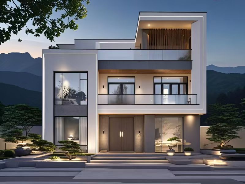 开间13米，进深11.5米，农村自建现代风格三层别墅设计，带三楼大露台及休闲娱乐室设计！